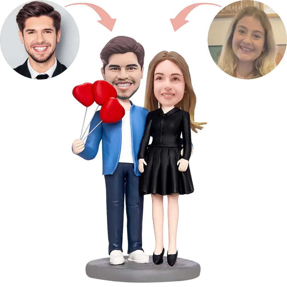 Custom Couple With Love Balloons Bobblehead