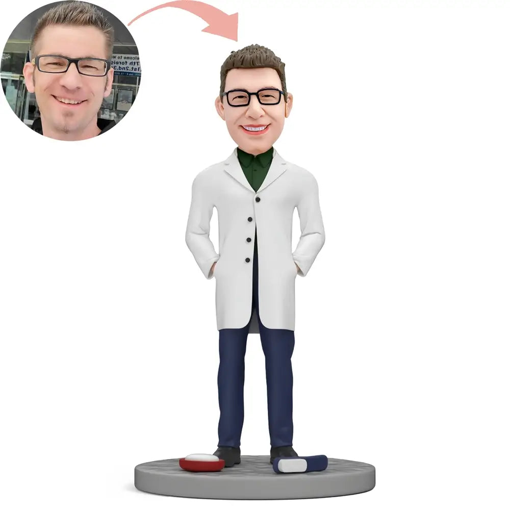 Custom Male Doctor with Glasses Bobblehead