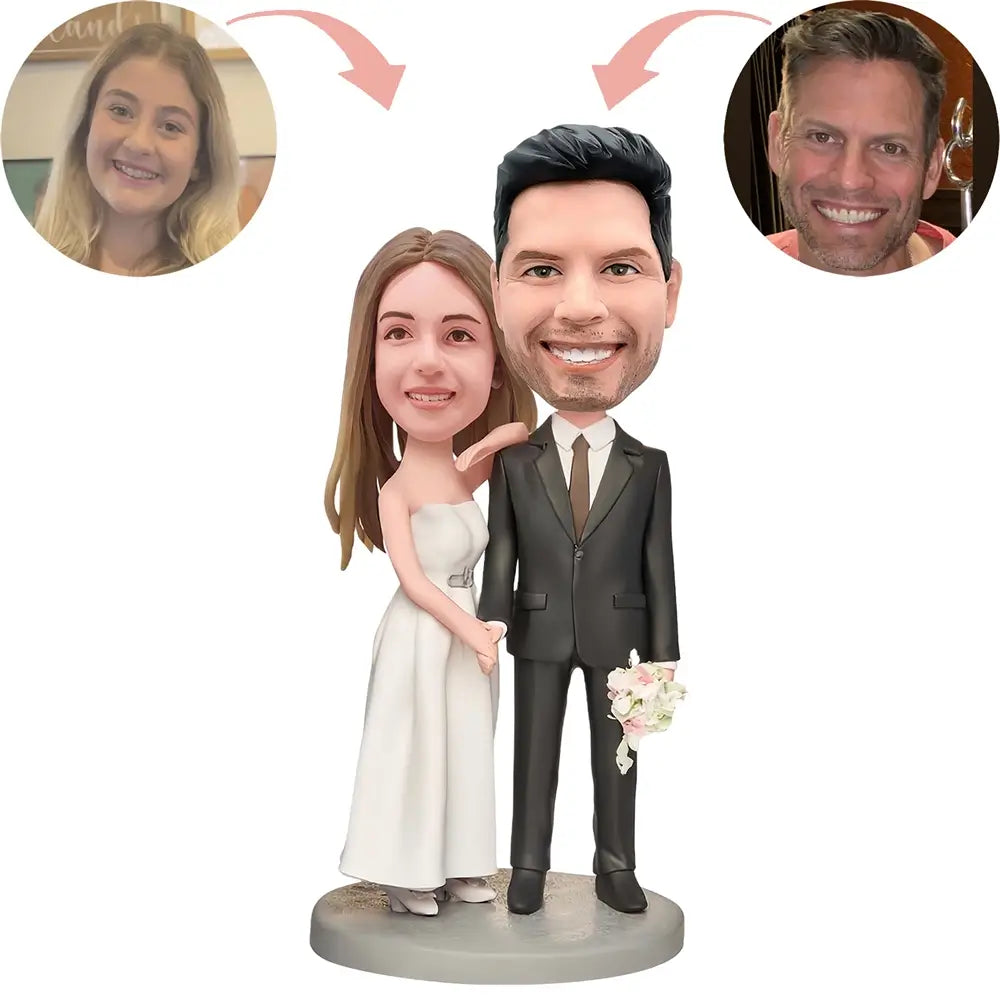 Custom Bride Leaning On Groom Bobblehead