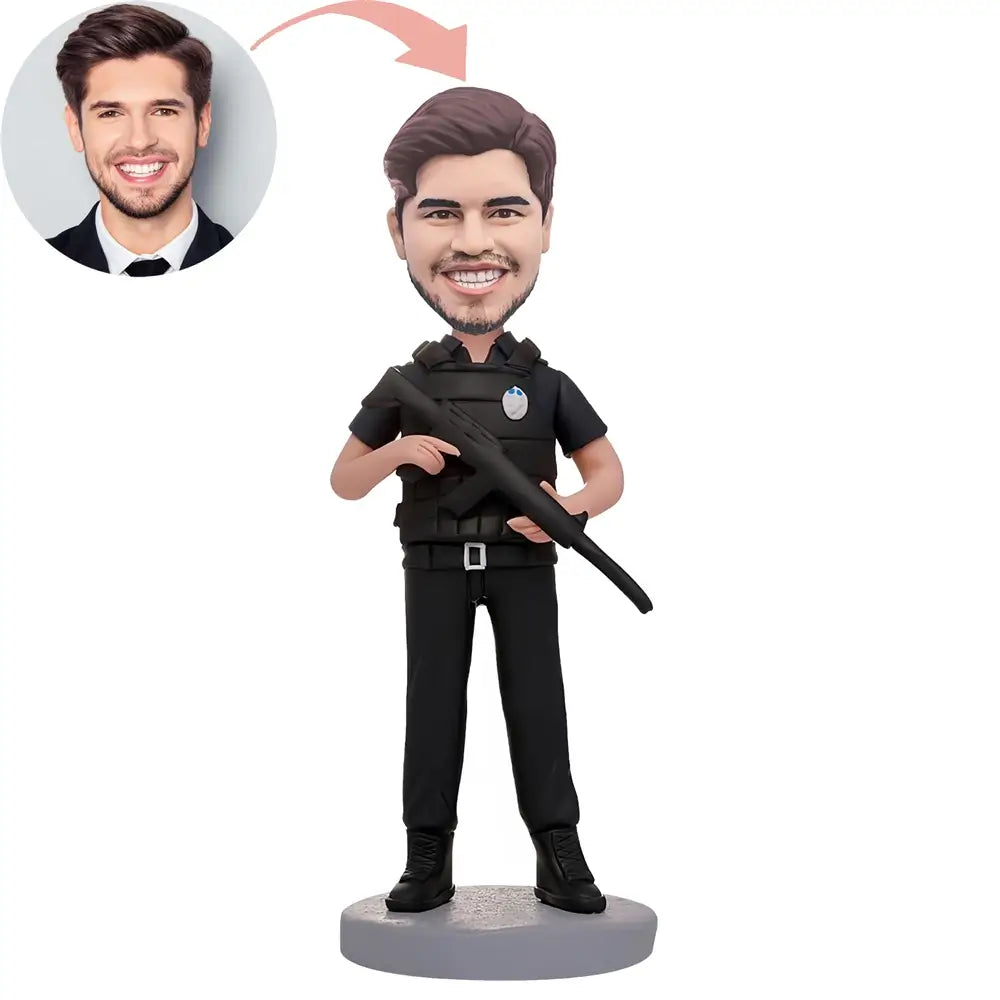 Custom Police With Gun Bobblehead