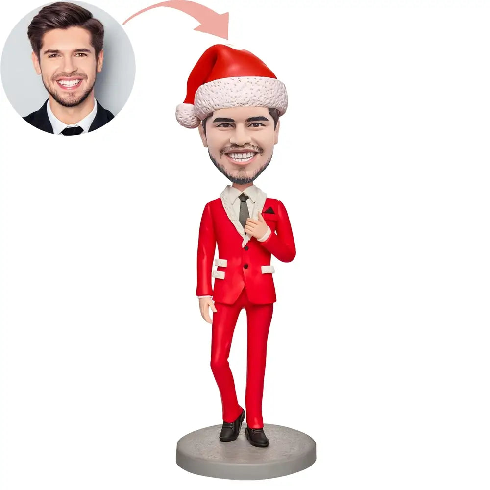 Christmas Gift Custom Man in Red Suit Bobblehead