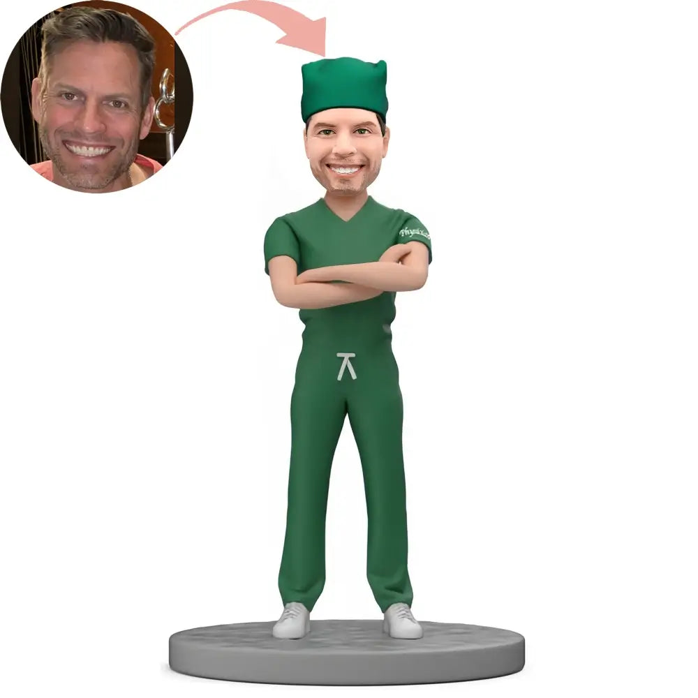 Custom Physician in Surgical Gown Bobblehead