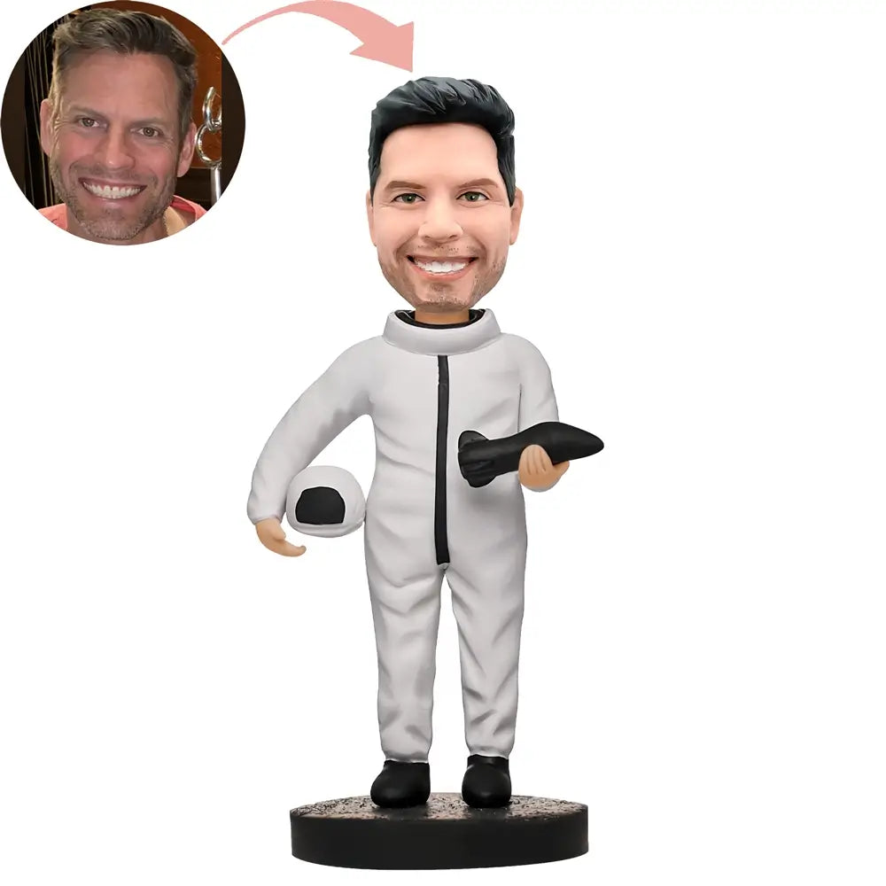 Custom Astronaut With Airplane And Helmet In Hand Bobblehead