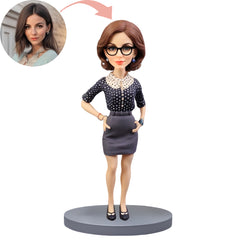 Custom Bobblehead Teacher Wearing Glasses