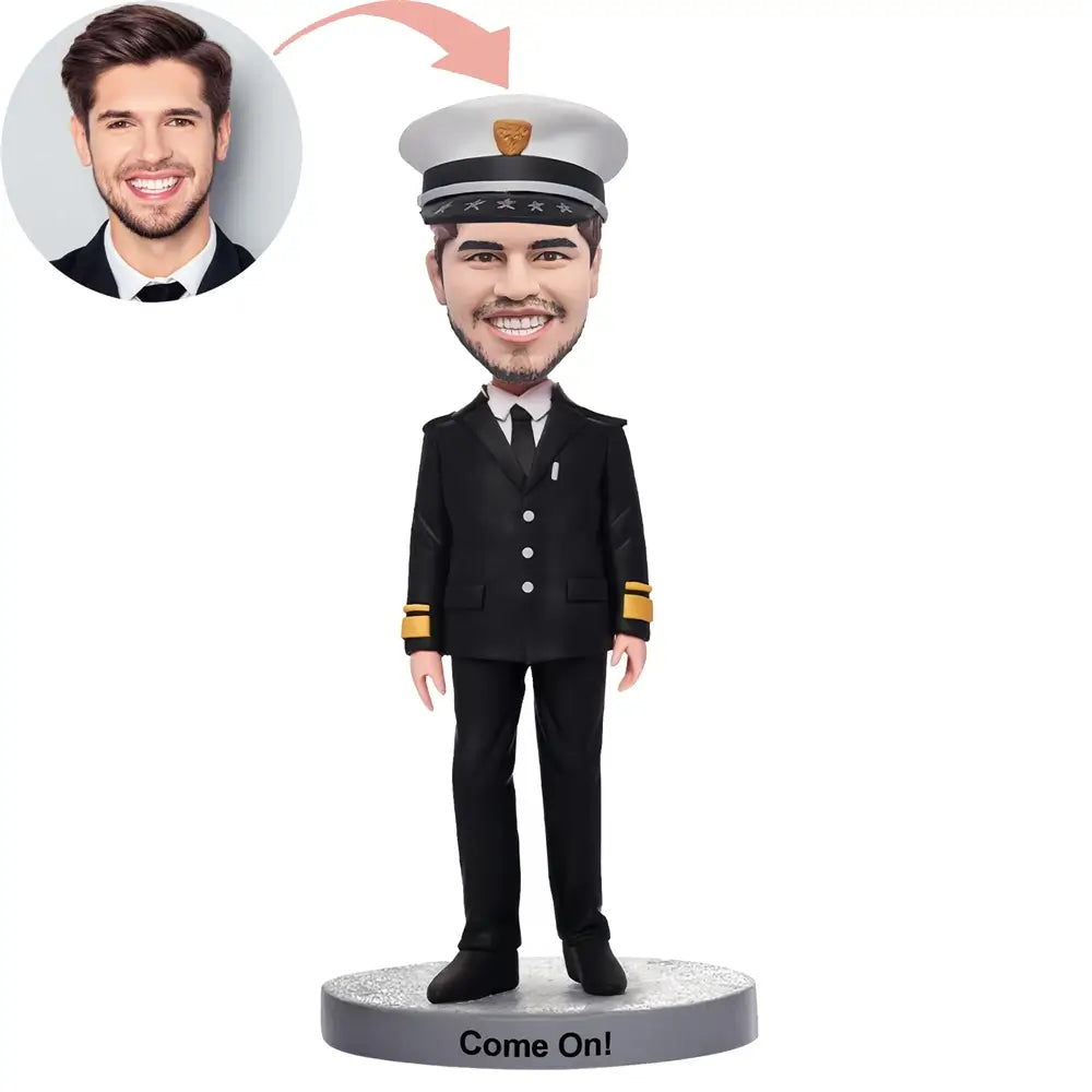 Custom Police In Black Uniform Bobblehead