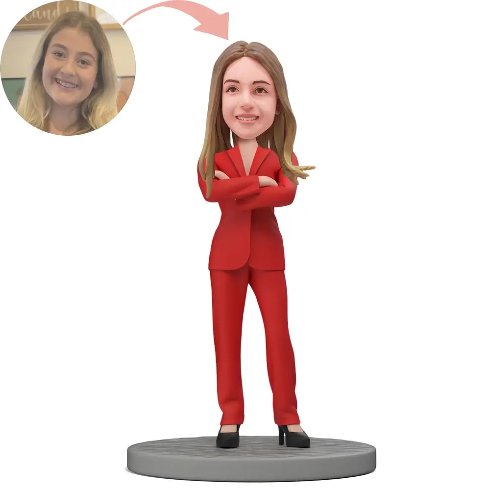 Custom Female Elite In Red Suits Bobblehead