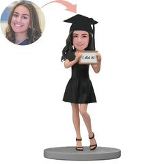 Custom Female Graduate Holding A Sign Bobblehead