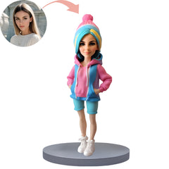 Custom Bobblehead Long Sleeved Hoodie