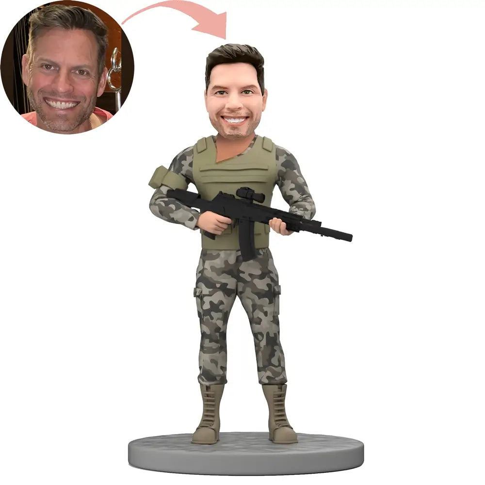 Custom Soldier With A Gun Bobblehead