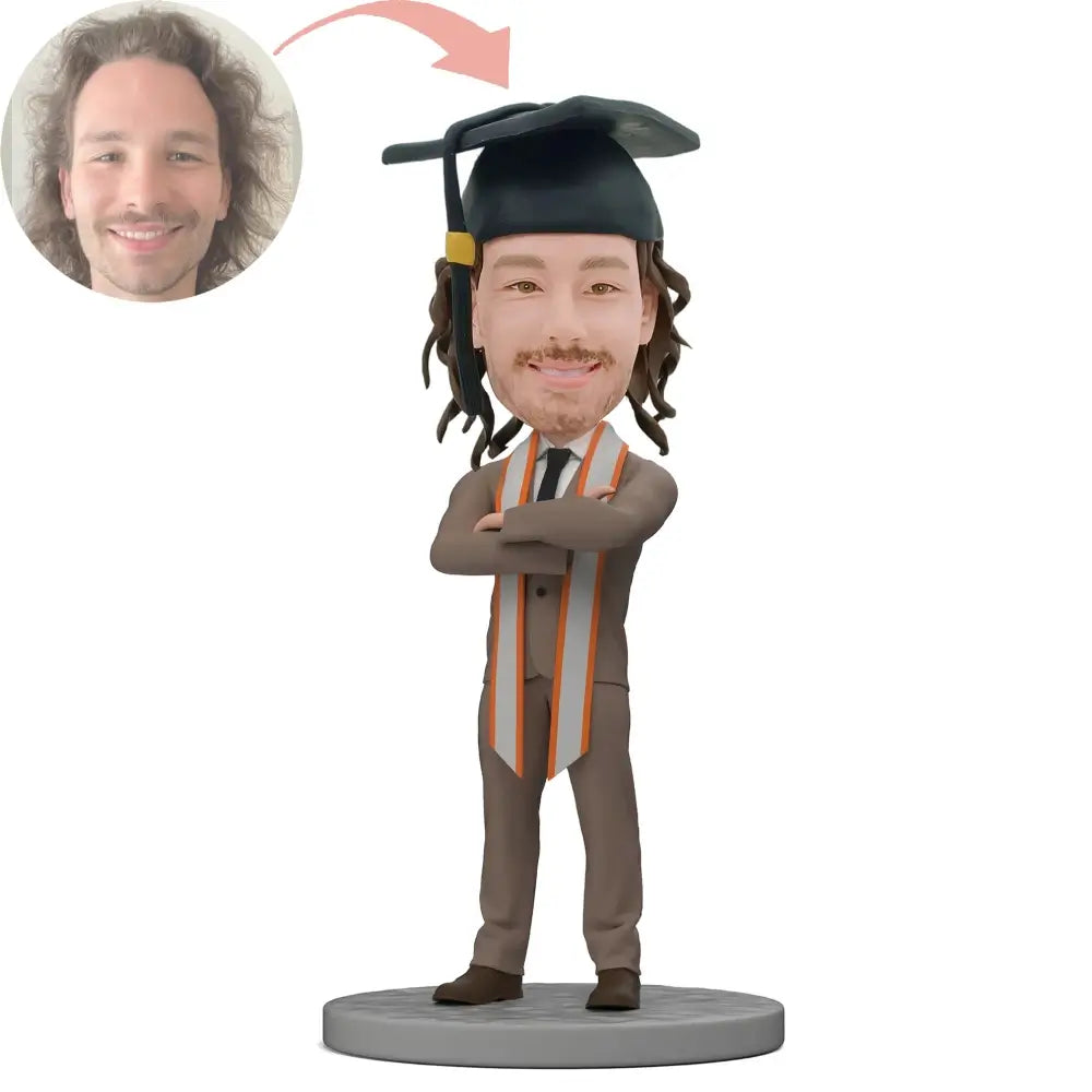 Custom Confident Male Graduate Bobblehead