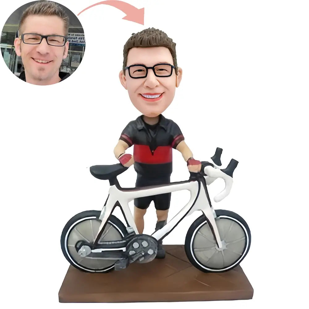 Custom Man Leaning On Bicycle Bobblehead