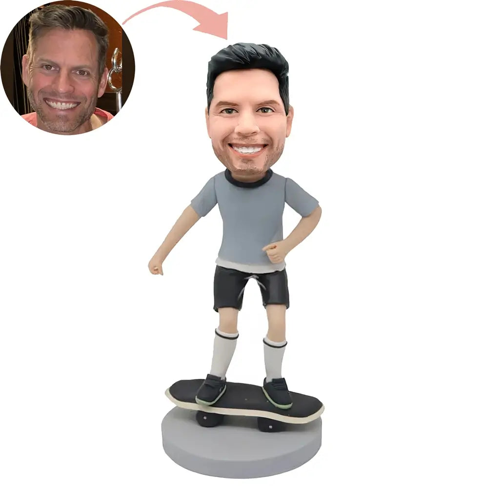 Custom Excited Skateboarder Bobblehead