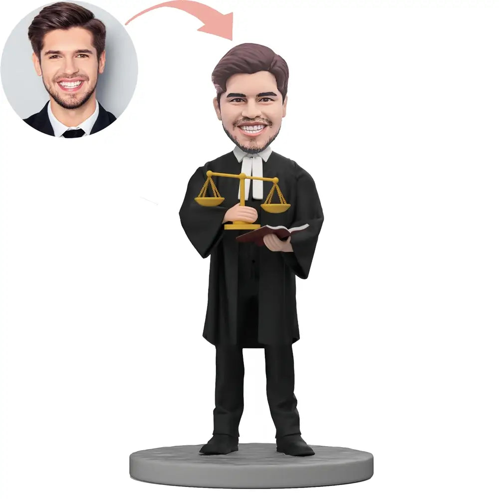 Custom Male lawyer holding the scale Bobblehead