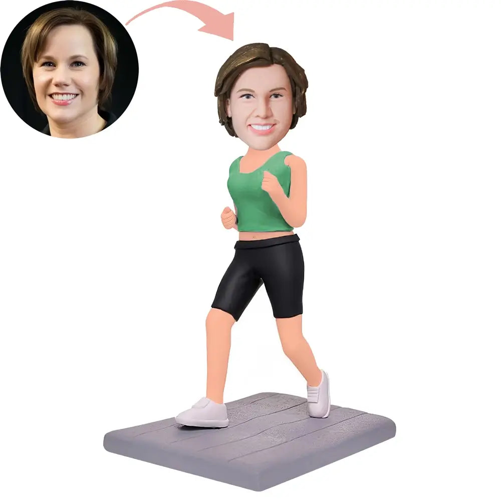 Custom Female Athlete Running Leisurely Bobblehead