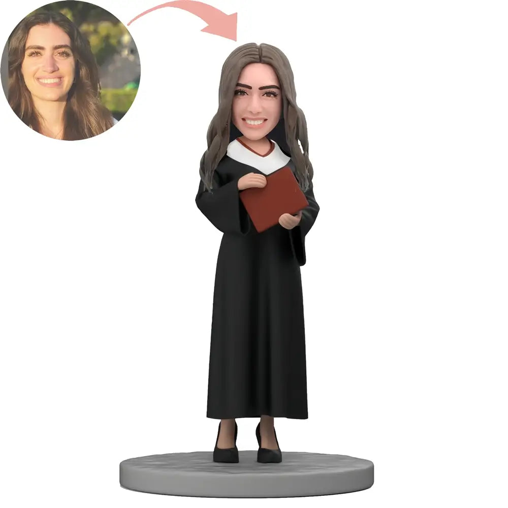 Custom Female Lawyer In Robe Bobblehead