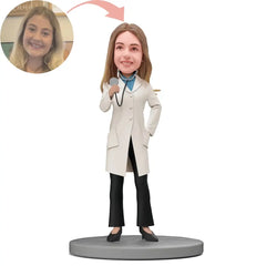 Custom Pediatrician with Stethoscope in Hand Bobblehead