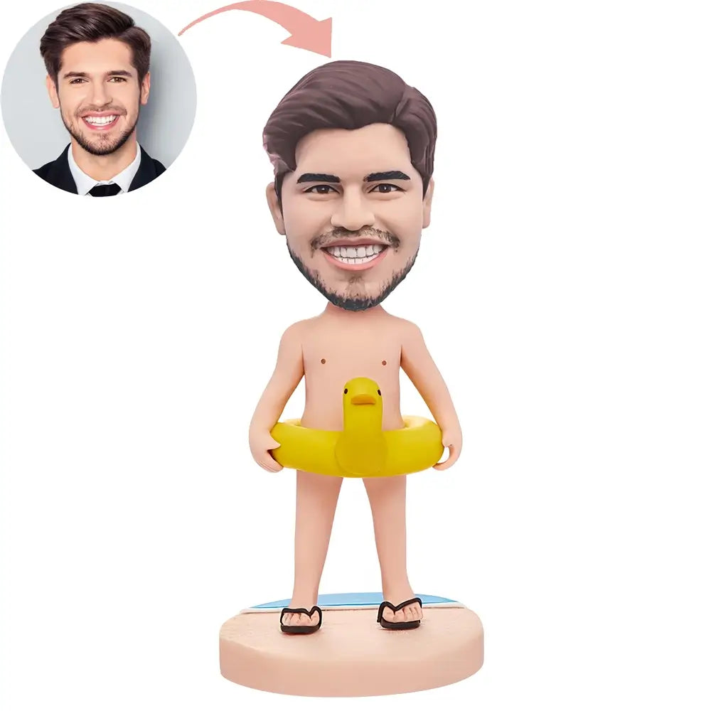 Custom With A Duck Swimming Ring  Bobblehead