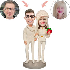 Christmas Gift Custom Xmas Couples in White Bobblehead