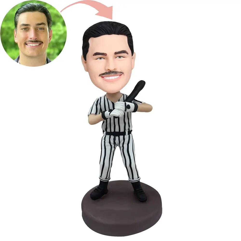 Custom Baseball Player Holding A Bat Bobblehead