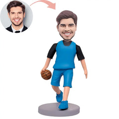 Custom Basketball Player In Blue Jersey Bobblehead