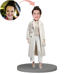 Custom Beautiful Woman In White Suit Bobblehead