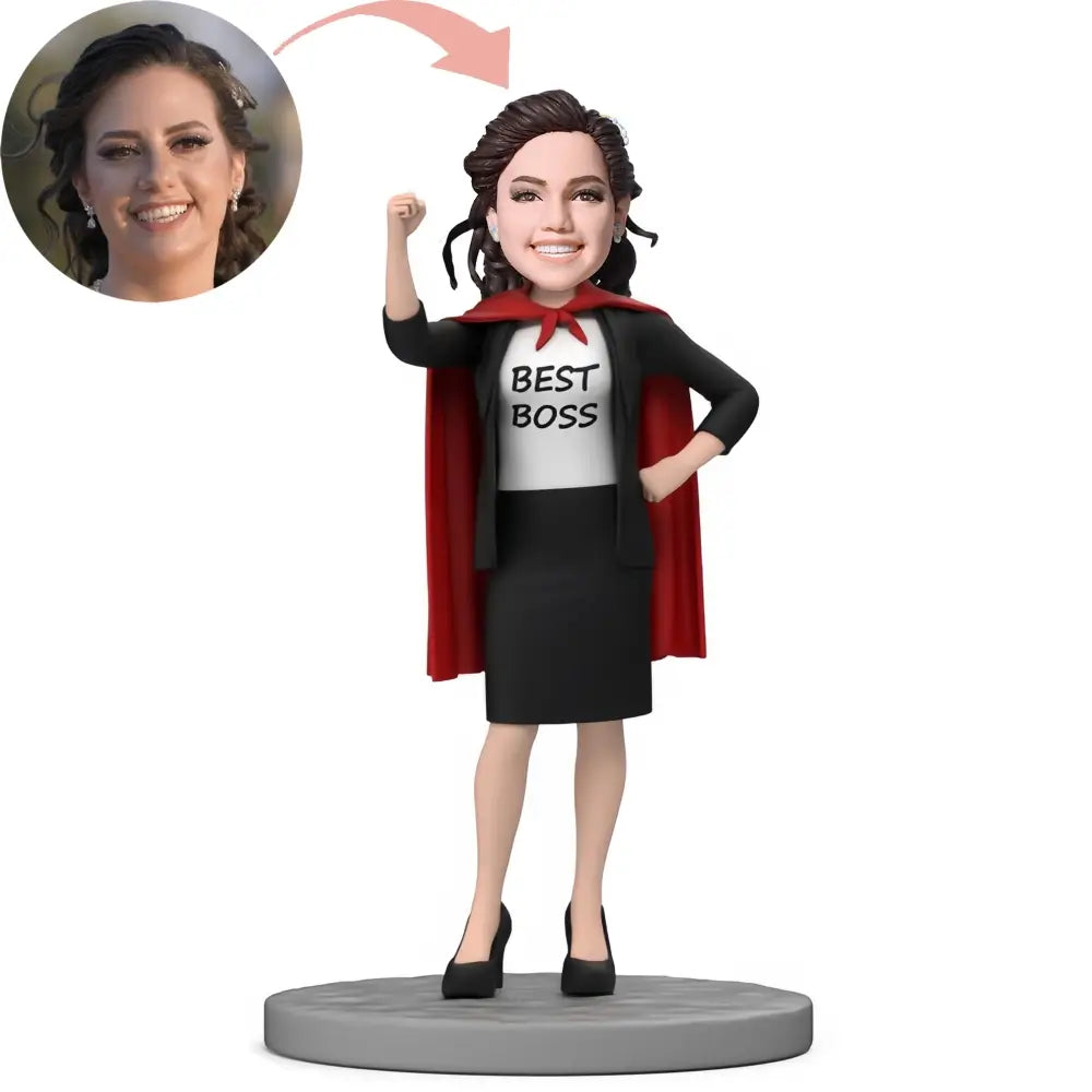 Custom Best Female Boss Wear Red Cape Bobblehead