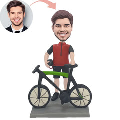 Custom Bicyclist In Red Bobblehead