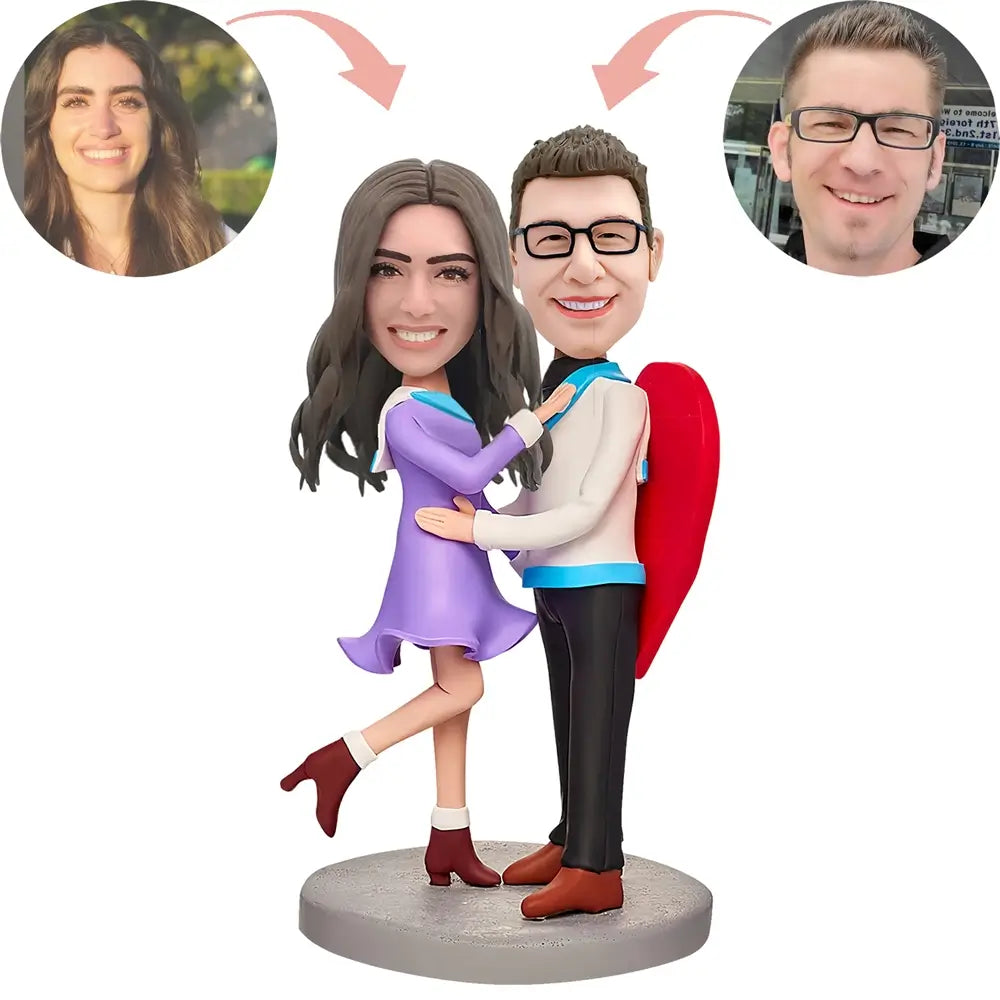 Custom Big Heart Couple Bobblehead