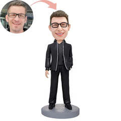 Custom Black Suit Boss Businessman Bobblehead