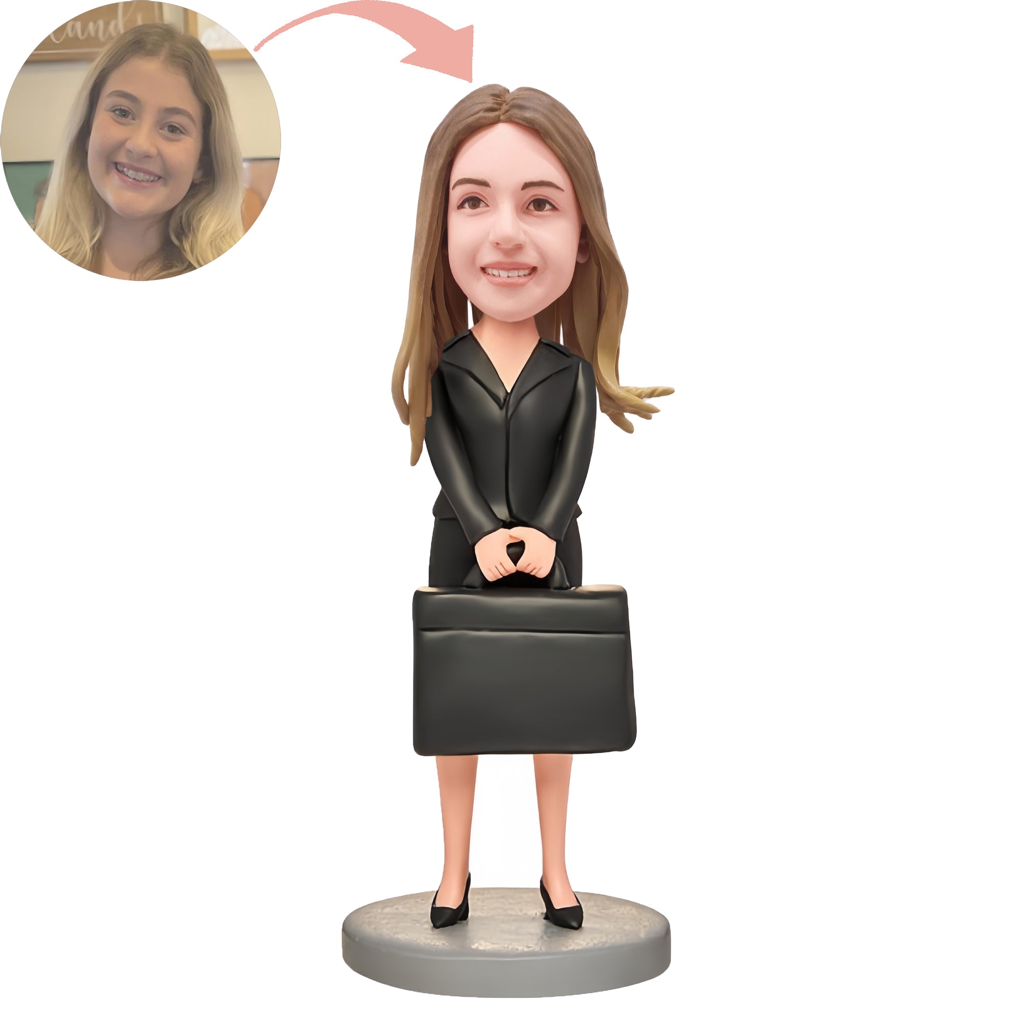 Custom Black Suit Business Female Bobblehead