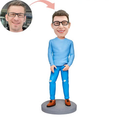 Custom Blue Suit Modern Casual Man Bobblehead