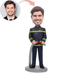 Custom Firefighter With Water Cannon Bobblehead