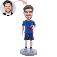 Custom Man Holding Water Glass Bobblehead