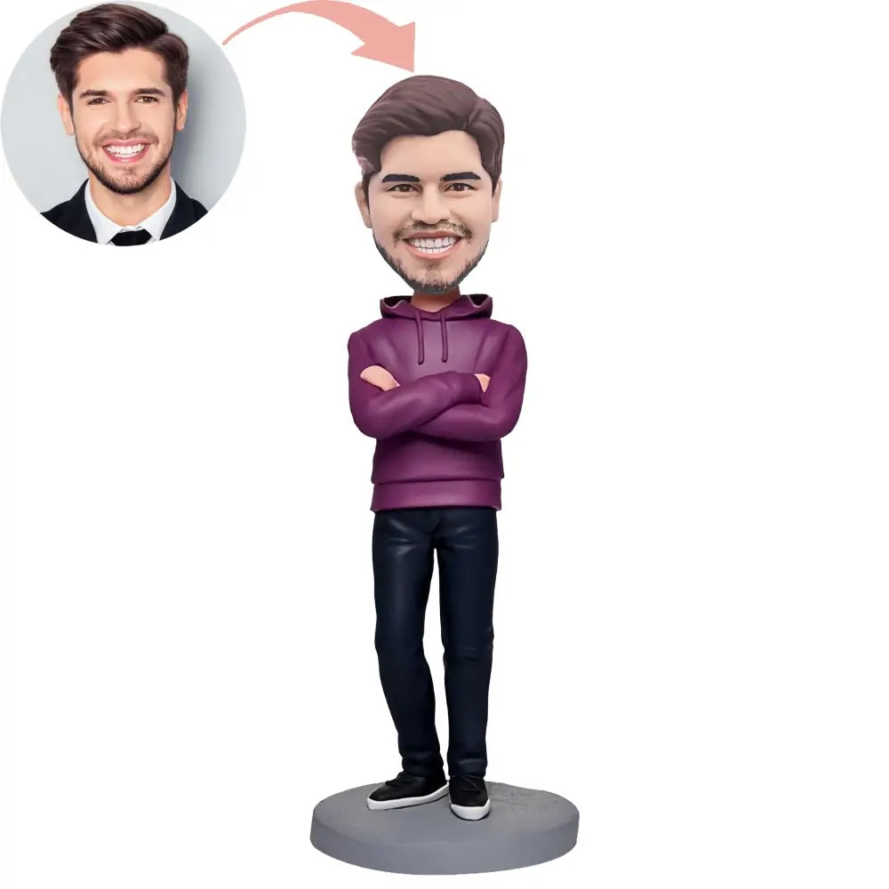 Custom Purple Clothes Modern Man Bobblehead