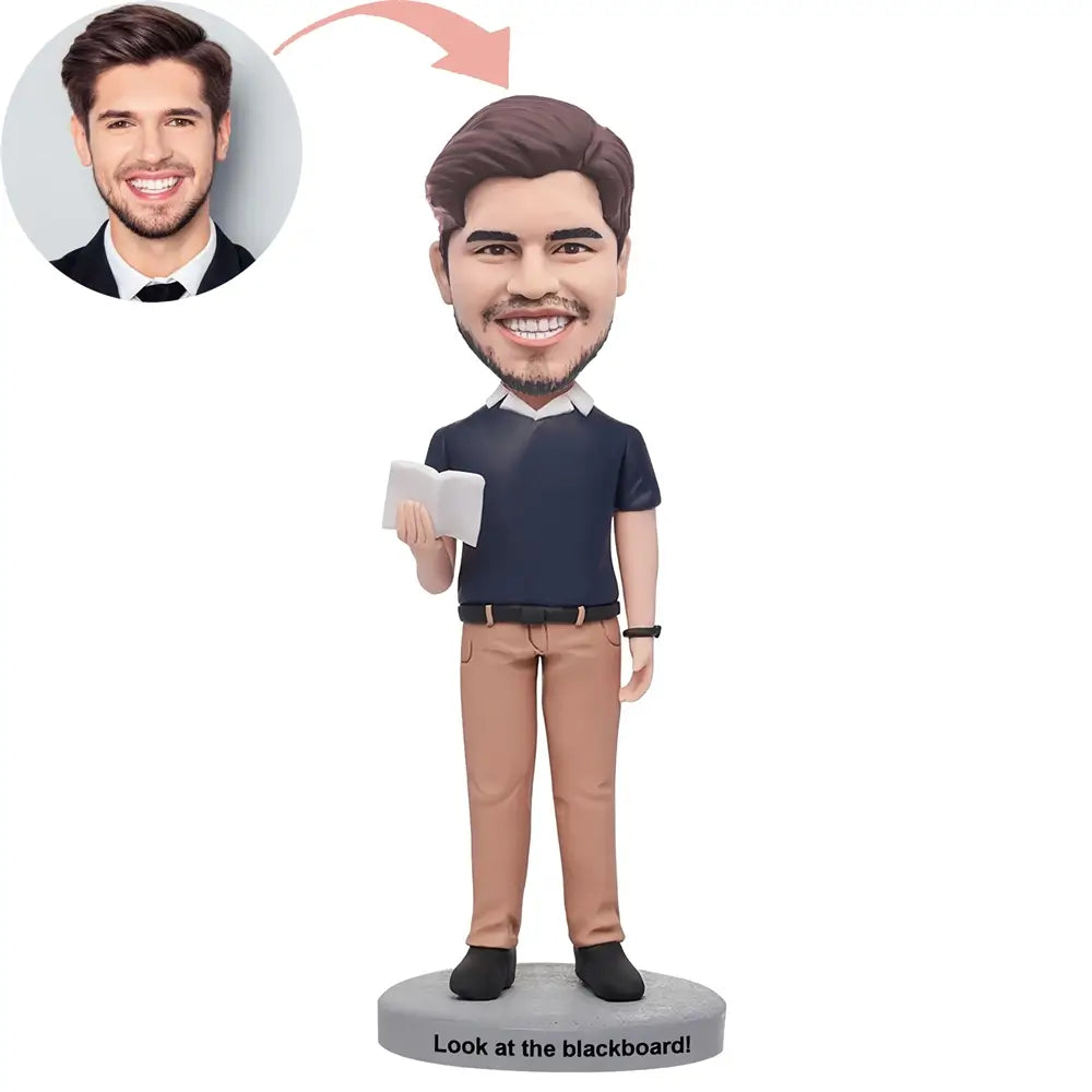 Custom Teacher Holding A Book Bobblehead