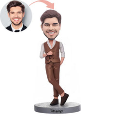 Custom Body Brown Suit Man Bobblehead