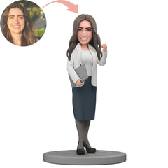 Custom Business Female Holding Documents Bobblehead