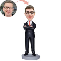 Custom Business Male Arms Folded Bobblehead