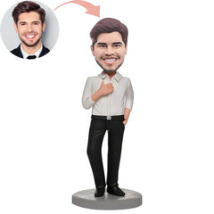 Custom Business Male Wearing A White Shirt Bobblehead