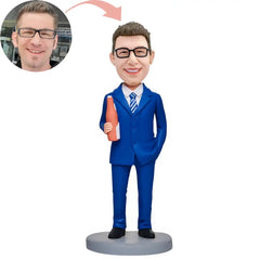 Custom Business Man Drinking Beer Bobblehead