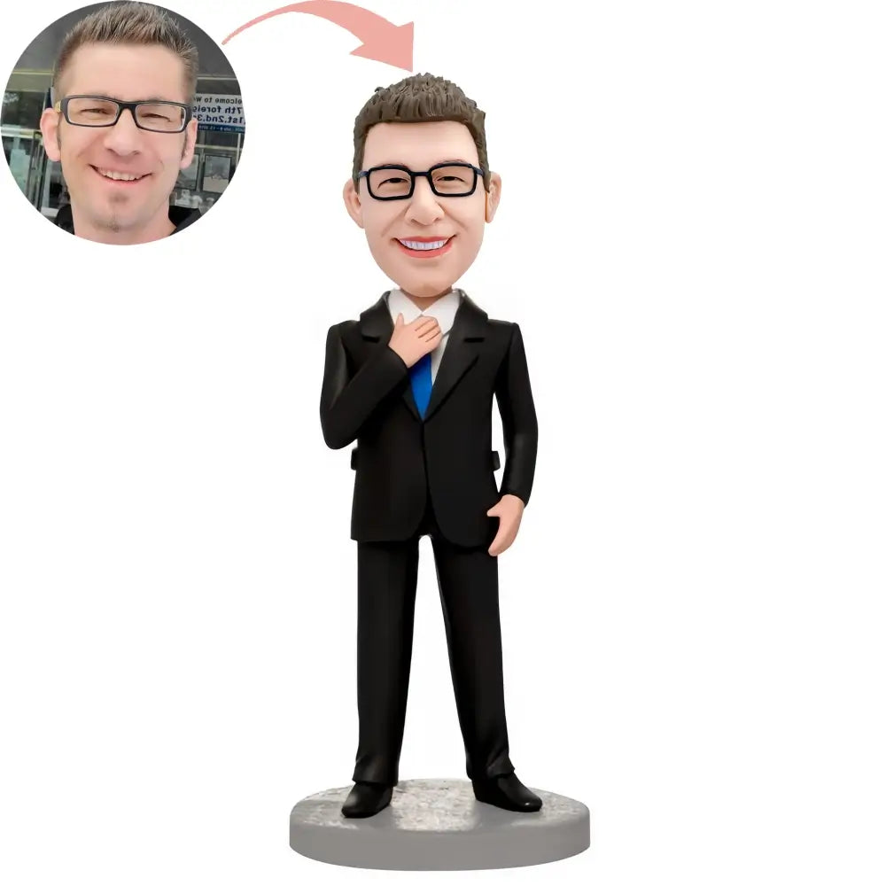 Custom Business Man Holding Tie Bobblehead