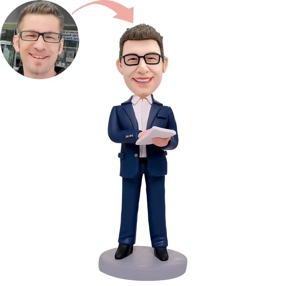 Custom Business Man Taking Notes Bobblehead