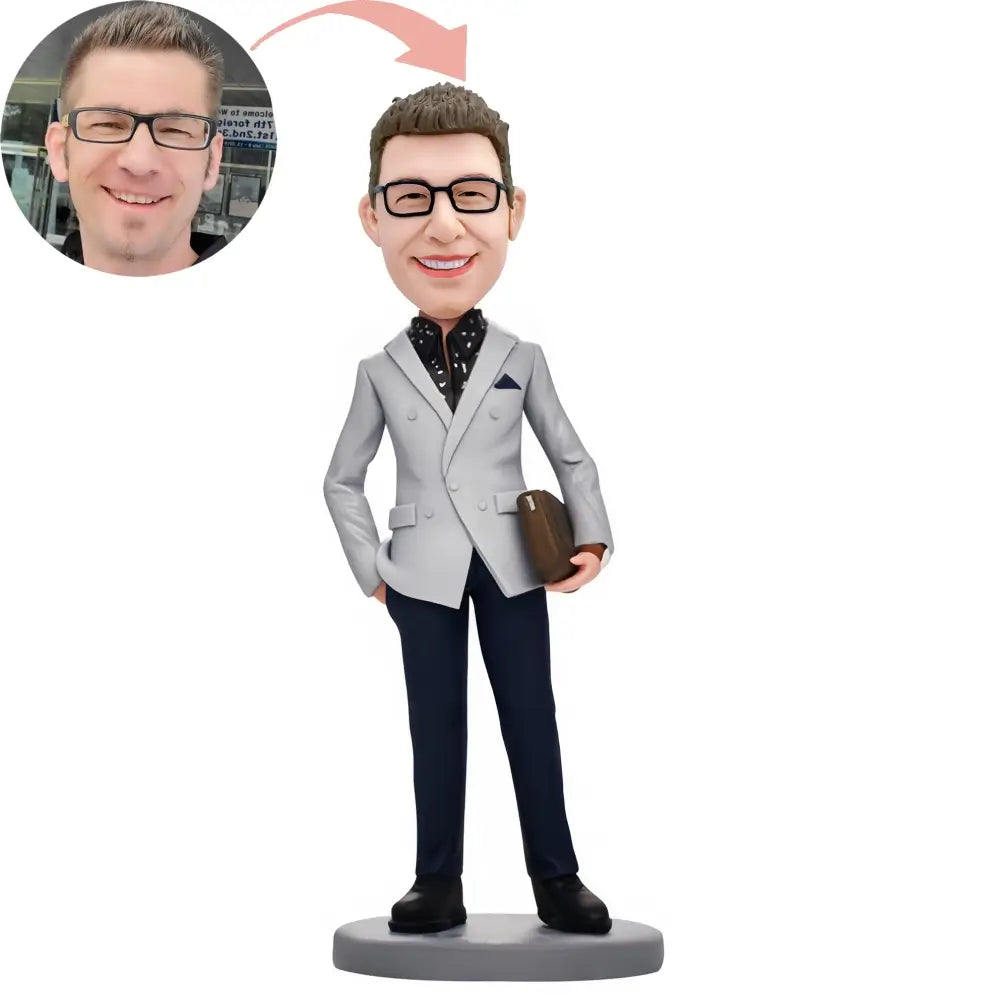 Custom Business Man With Bag Bobblehead