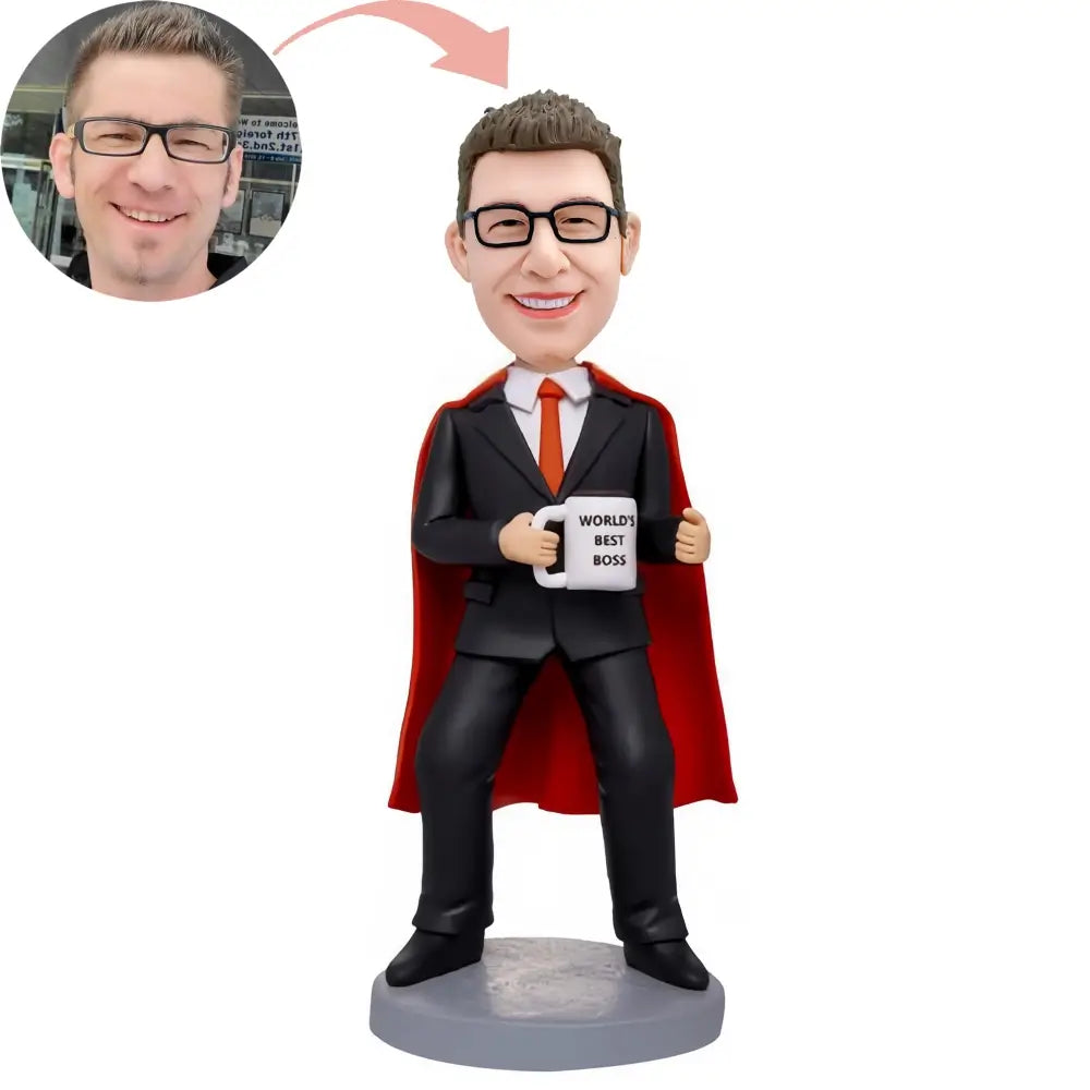 Custom Businessman Holding A Water Glass Bobblehead