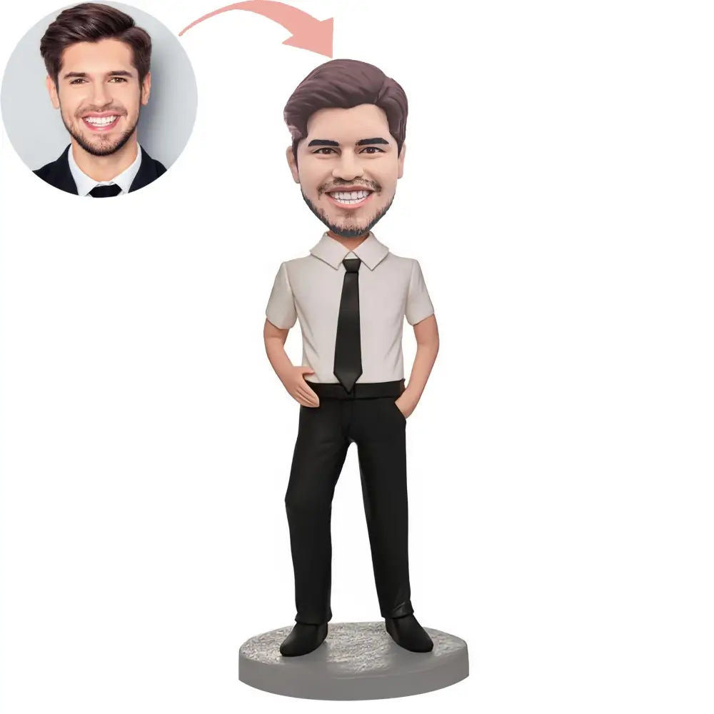 Custom Businessman Wearing A Shirt With A Tie Bobblehead