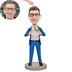 Custom Businessman Wearing An Orange Tie Bobblehead