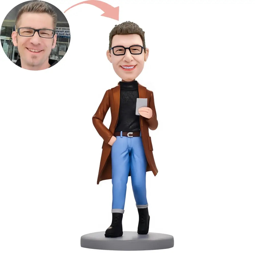 Custom Casual Fashion Man With Phone Bobblehead