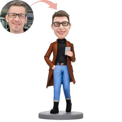 Custom Casual Fashion Man With Phone Bobblehead