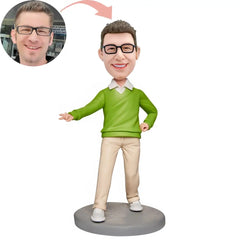 Custom Casual Male Green Clothe Bobblehead