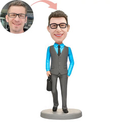 Custom Cool Business Man With Bag Bobblehead